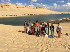 Sandboarding in Fayoum Desert during an adventure holiday tour in Egypt
